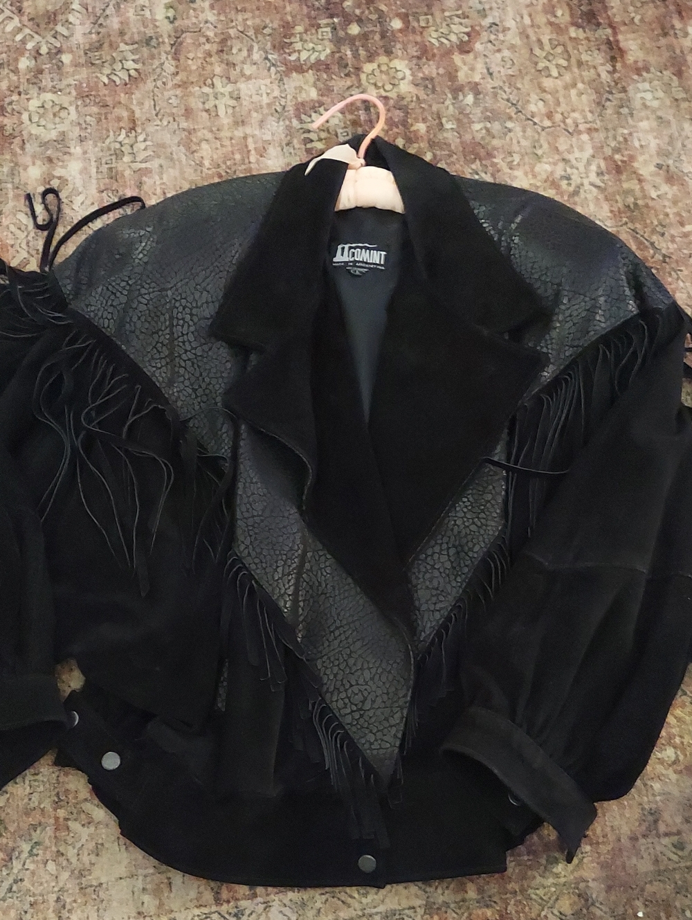 Vintage Comint Black Suede & Leather Fringe Jacket